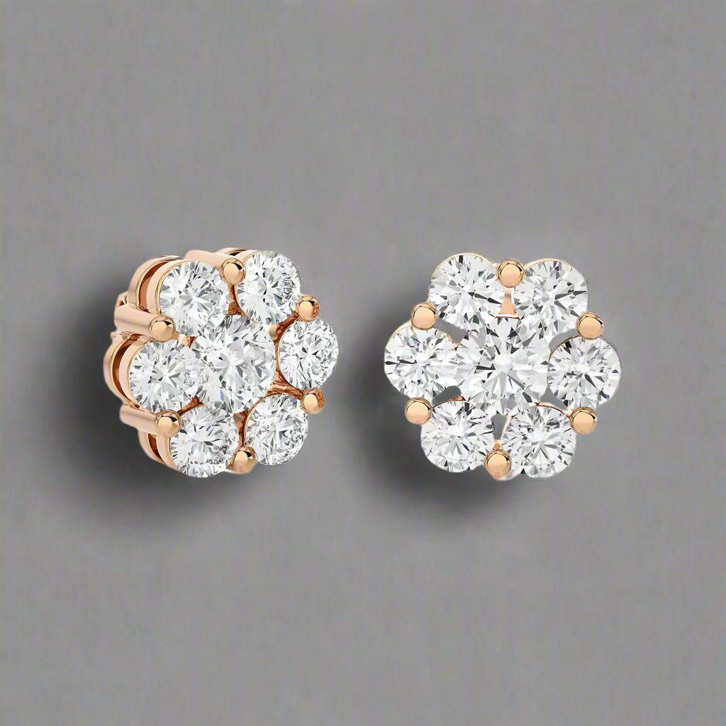 1.00 CTW Diamond Delicate Blossom Stud Earrings