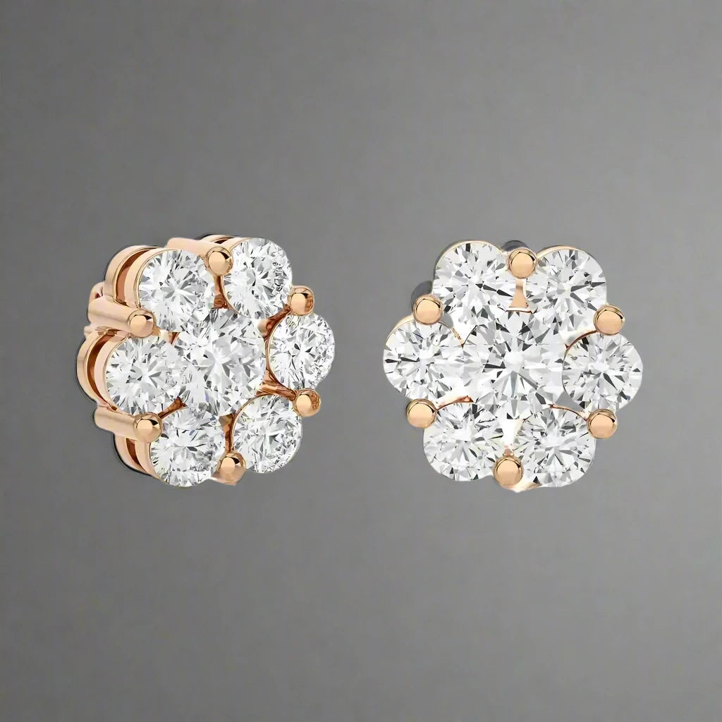 1-1/3 CTW Delicate Blossom Stud Earrings.