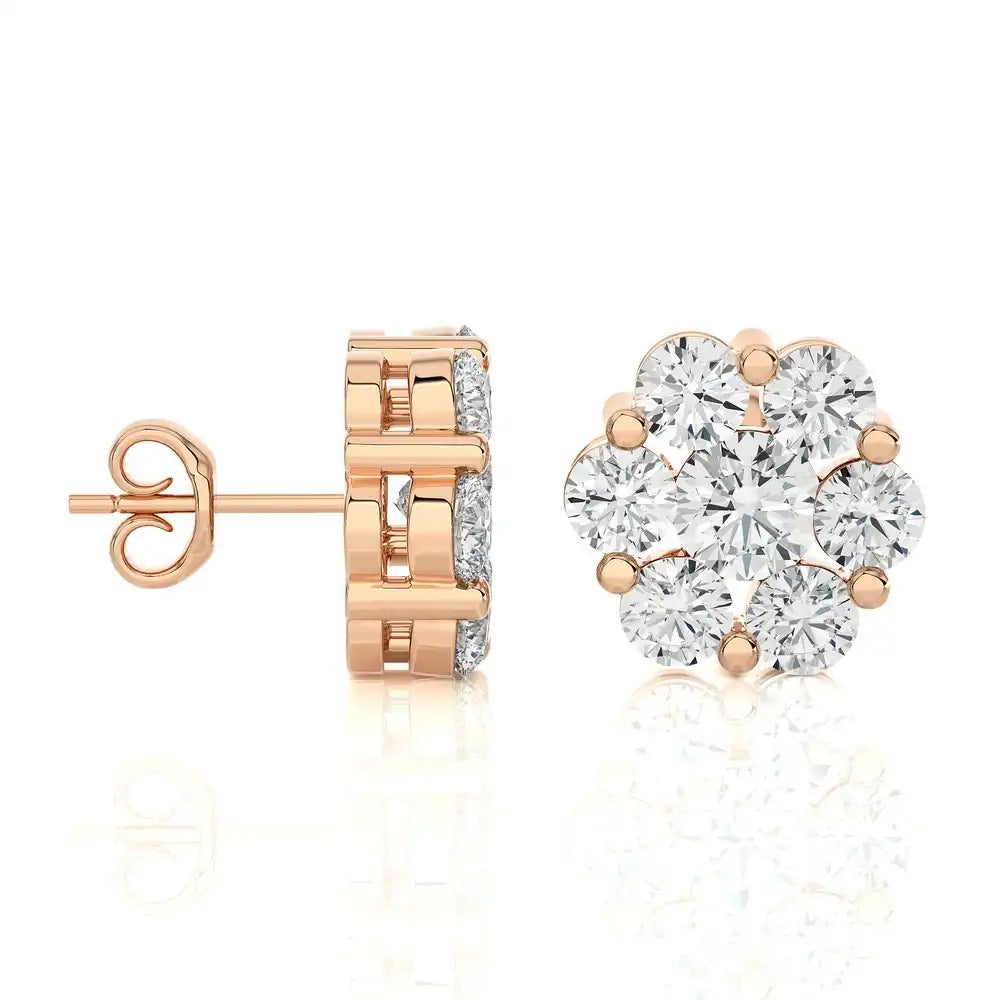 1-1/3 CTW Delicate Blossom Stud Earrings.