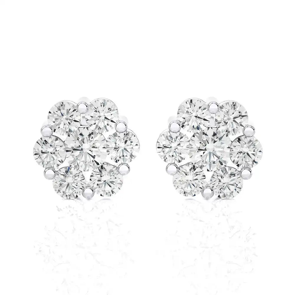 1-1/3 CTW Delicate Blossom Stud Earrings.