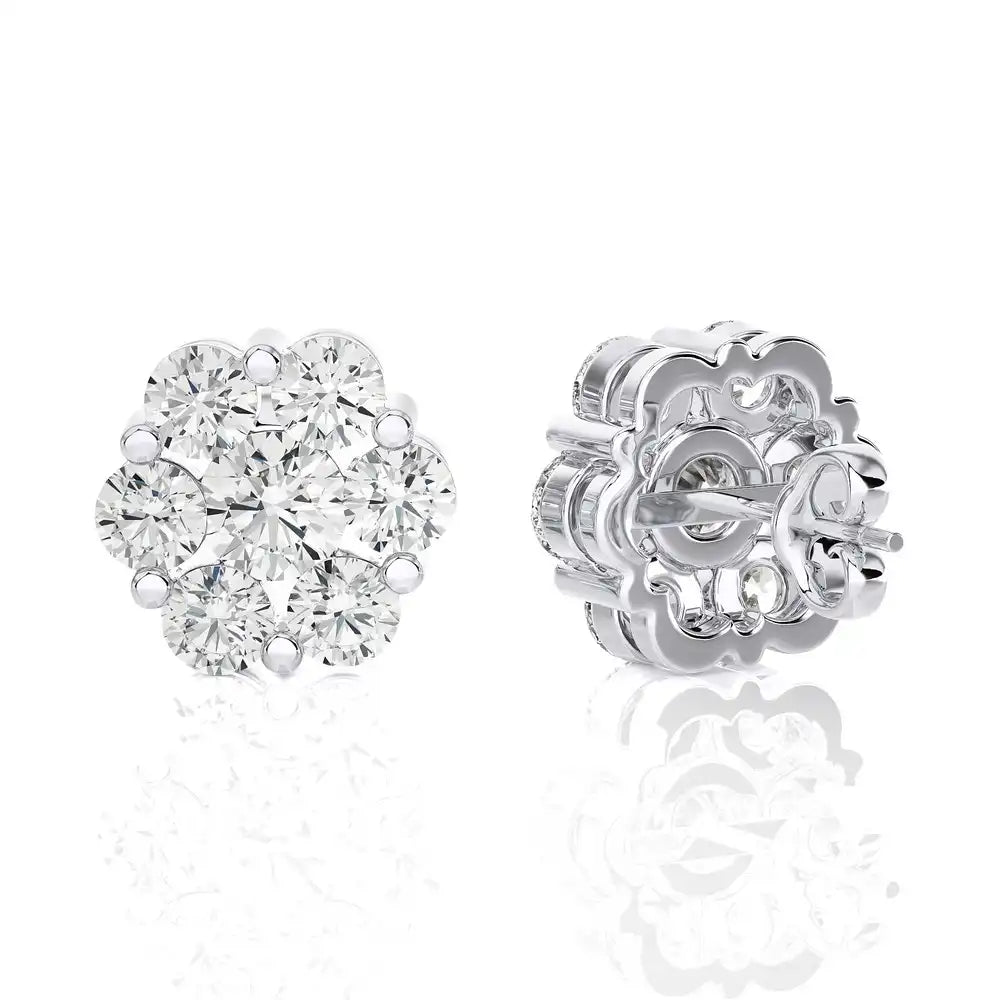 1-1/3 CTW Delicate Blossom Stud Earrings.