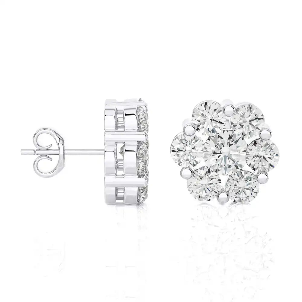 1-1/3 CTW Delicate Blossom Stud Earrings.