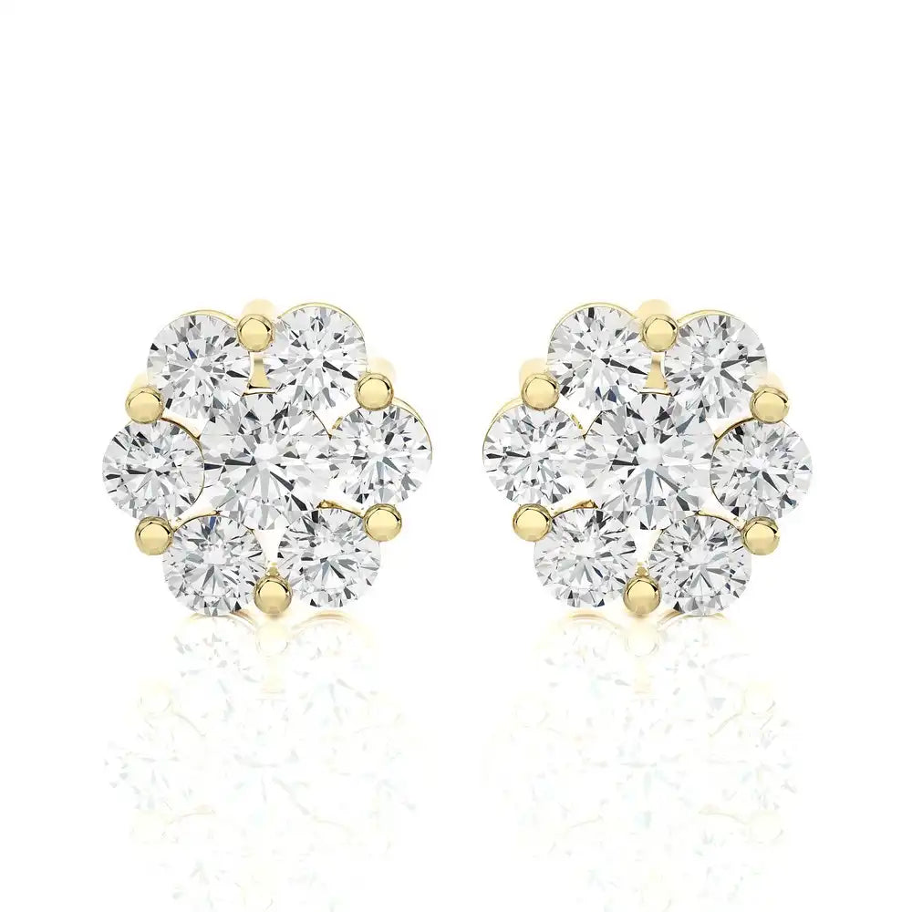 1-1/3 CTW Delicate Blossom Stud Earrings.