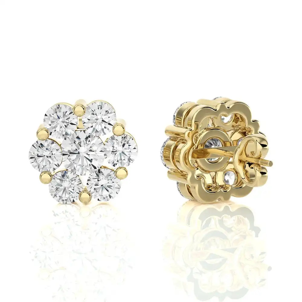 1-1/3 CTW Delicate Blossom Stud Earrings.