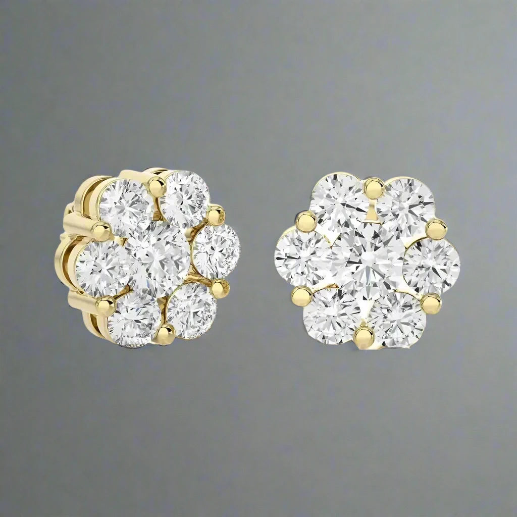 1-1/3 CTW Delicate Blossom Stud Earrings.