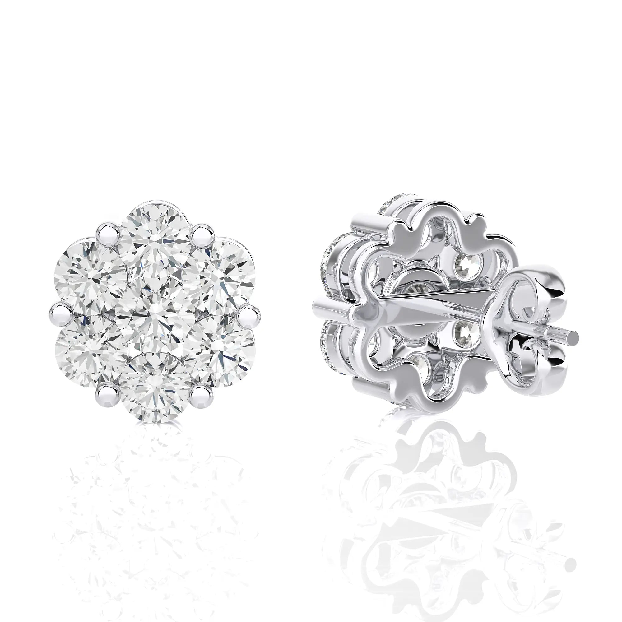 2-1/4 CTW Diamond Delicate Blossom Stud Earrings