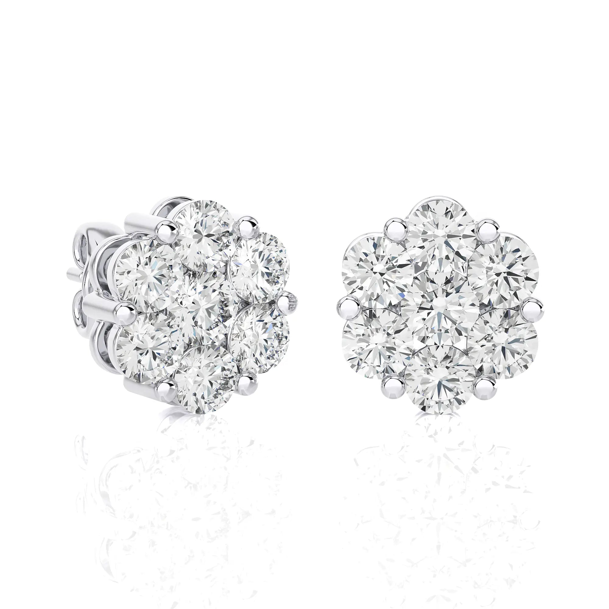 2-1/4 CTW Diamond Delicate Blossom Stud Earrings