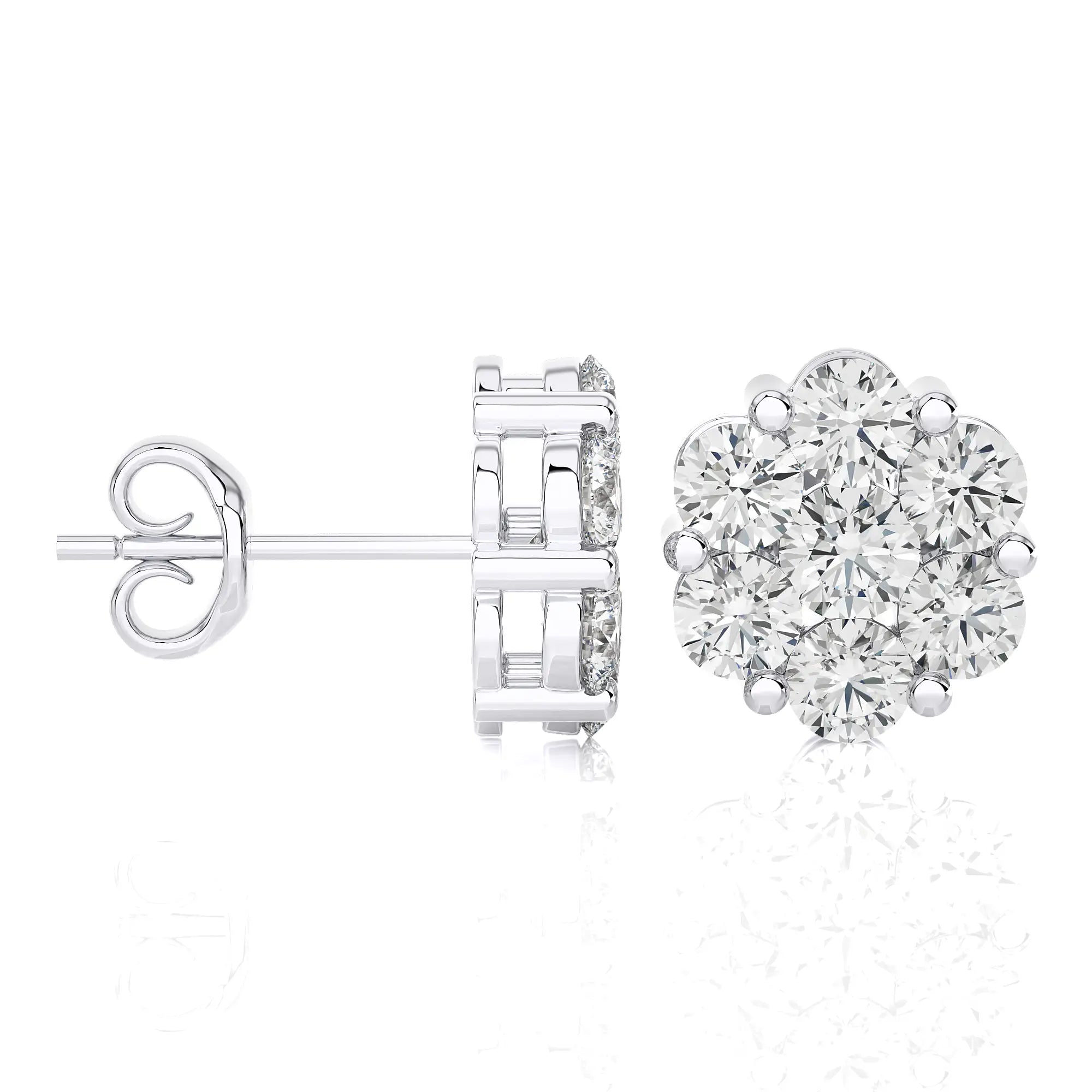 2-1/4 CTW Diamond Delicate Blossom Stud Earrings