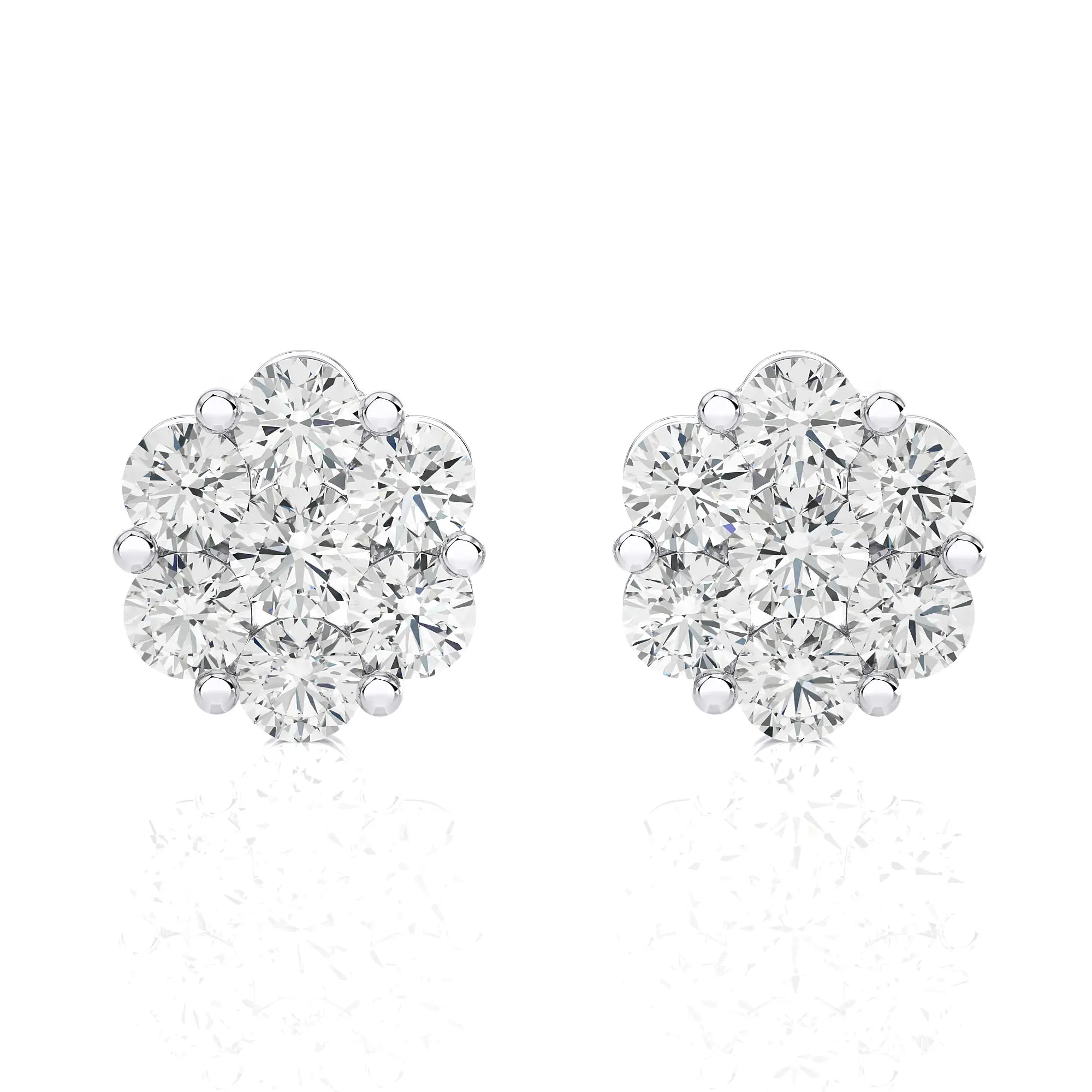 2-1/4 CTW Diamond Delicate Blossom Stud Earrings