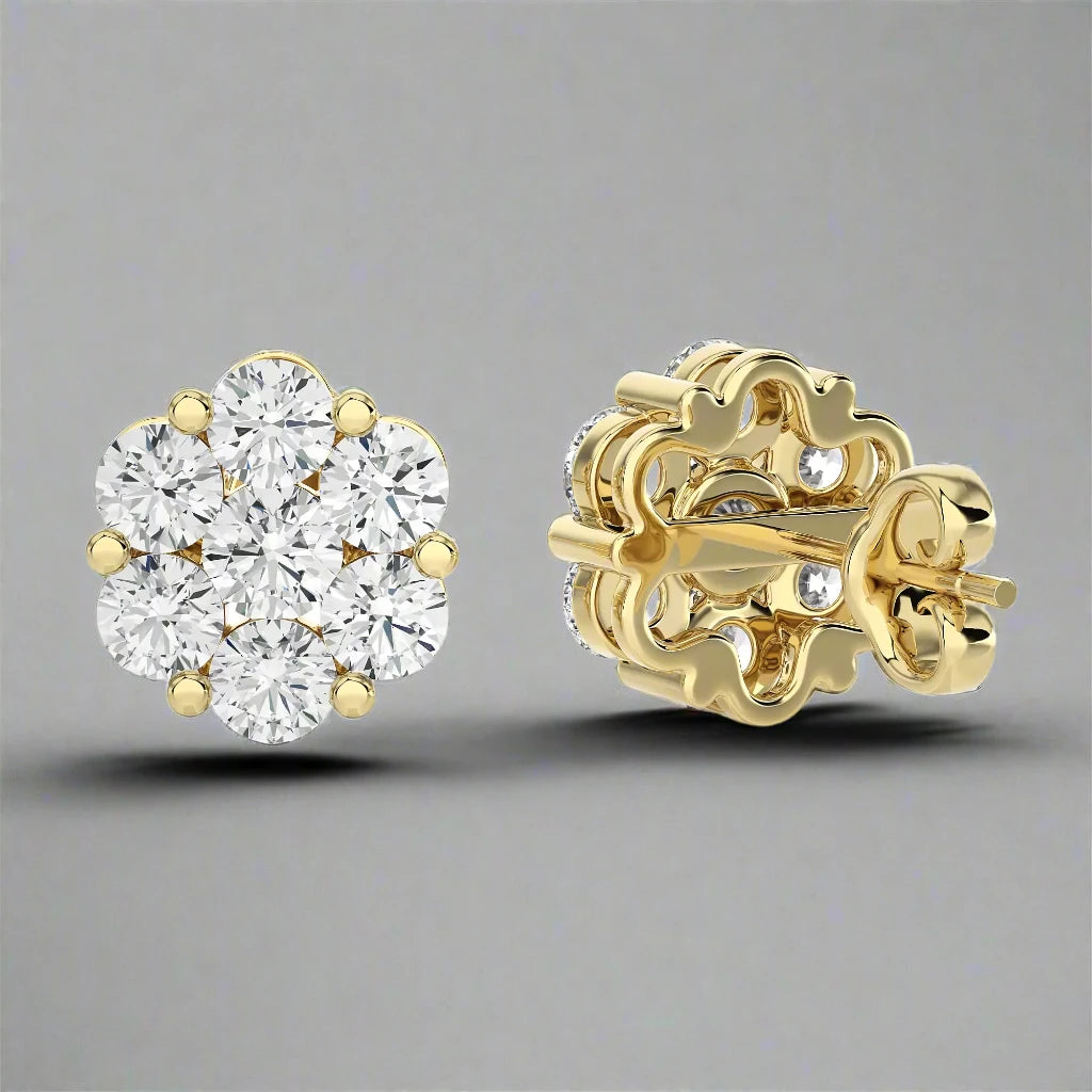 2-1/4 CTW Diamond Delicate Blossom Stud Earrings