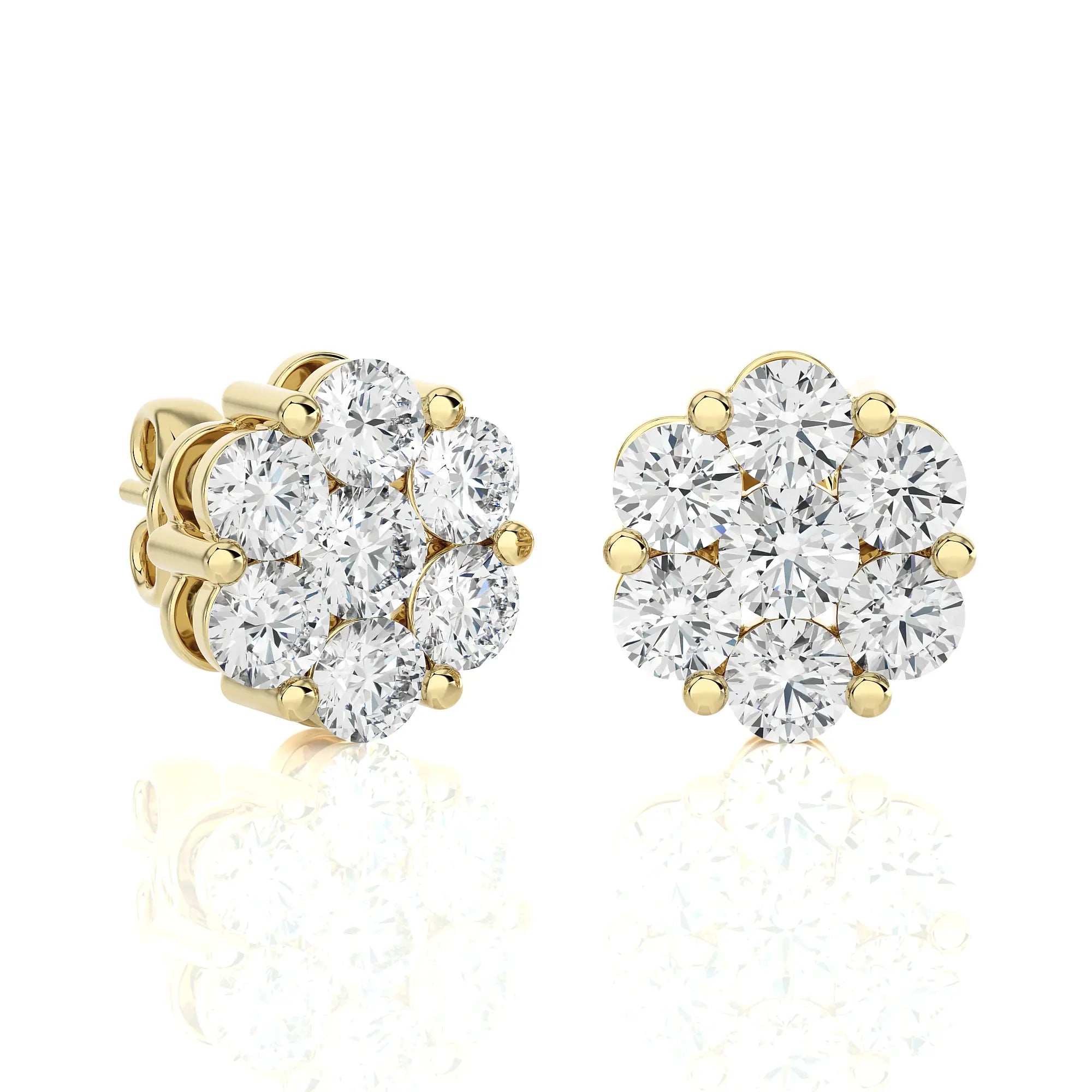 2-1/4 CTW Diamond Delicate Blossom Stud Earrings