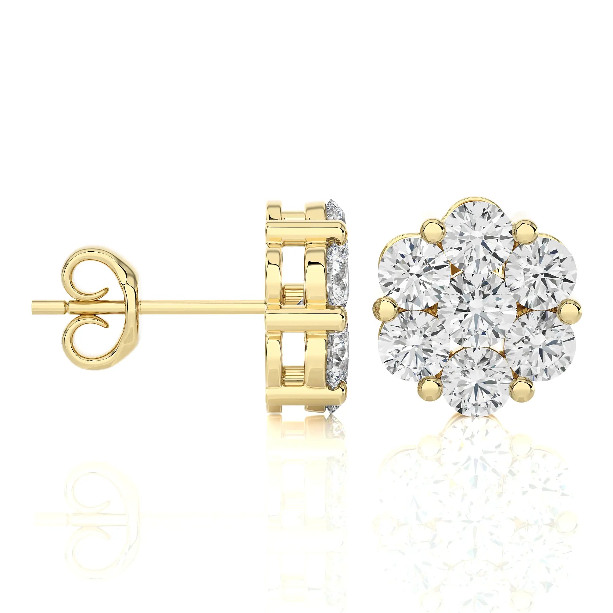 2-1/4 CTW Diamond Delicate Blossom Stud Earrings