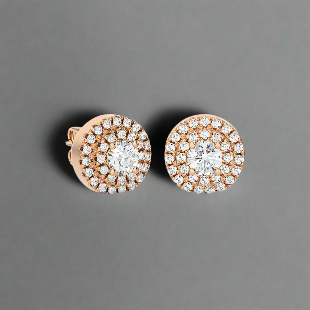 3/8 CTW Radiant Diamond Solitaire Elegant Halo Studs