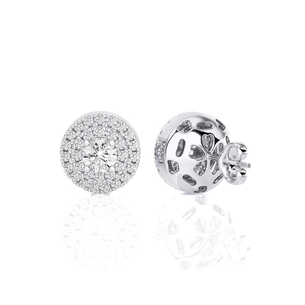 3/8 CTW Radiant Diamond Solitaire Elegant Halo Studs