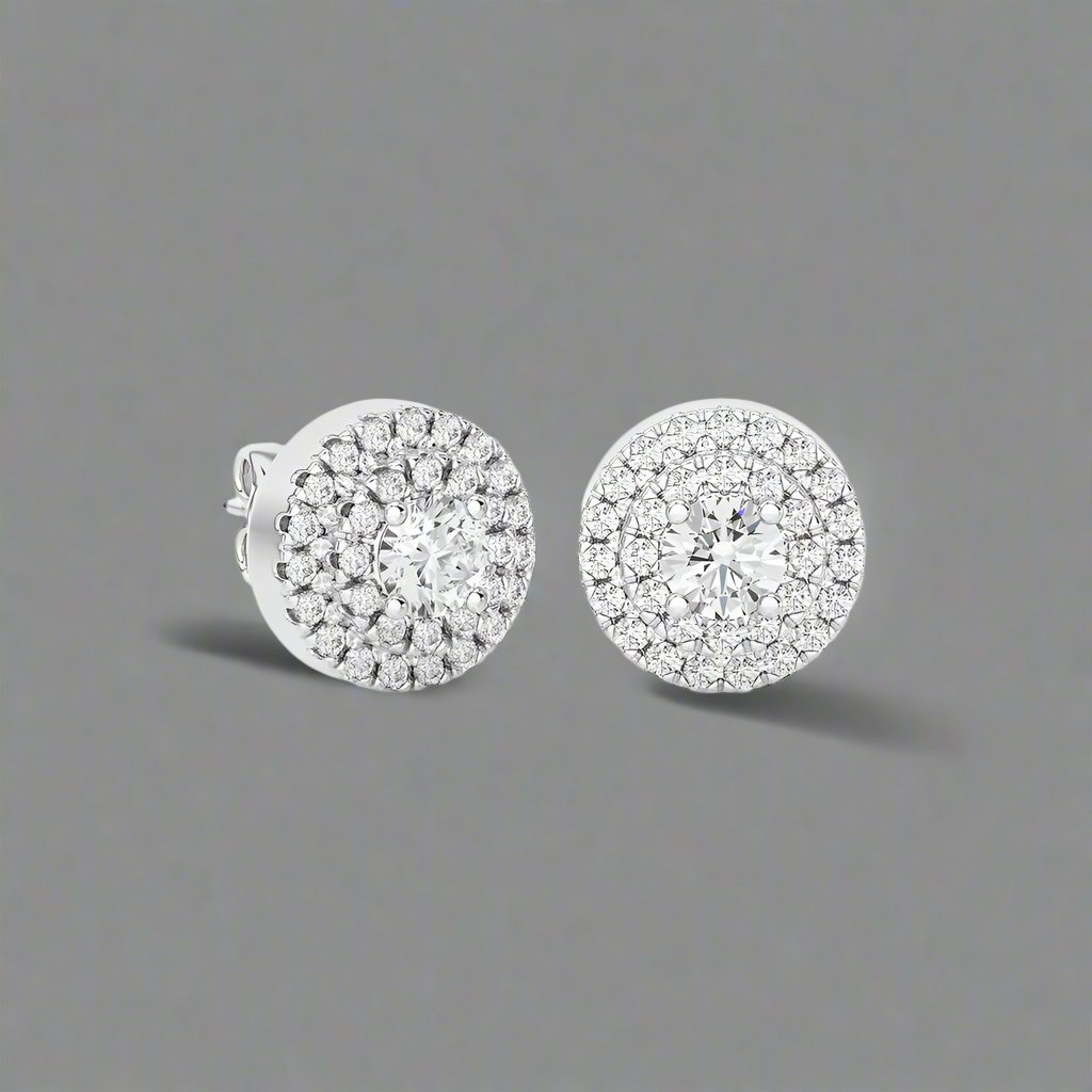 3/8 CTW Radiant Diamond Solitaire Elegant Halo Studs