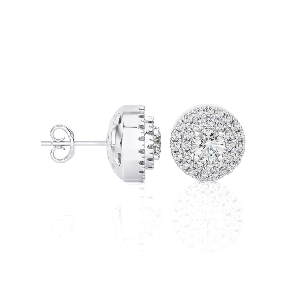 3/8 CTW Radiant Diamond Solitaire Elegant Halo Studs